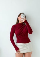 Size S-M Burgundy Draped Top