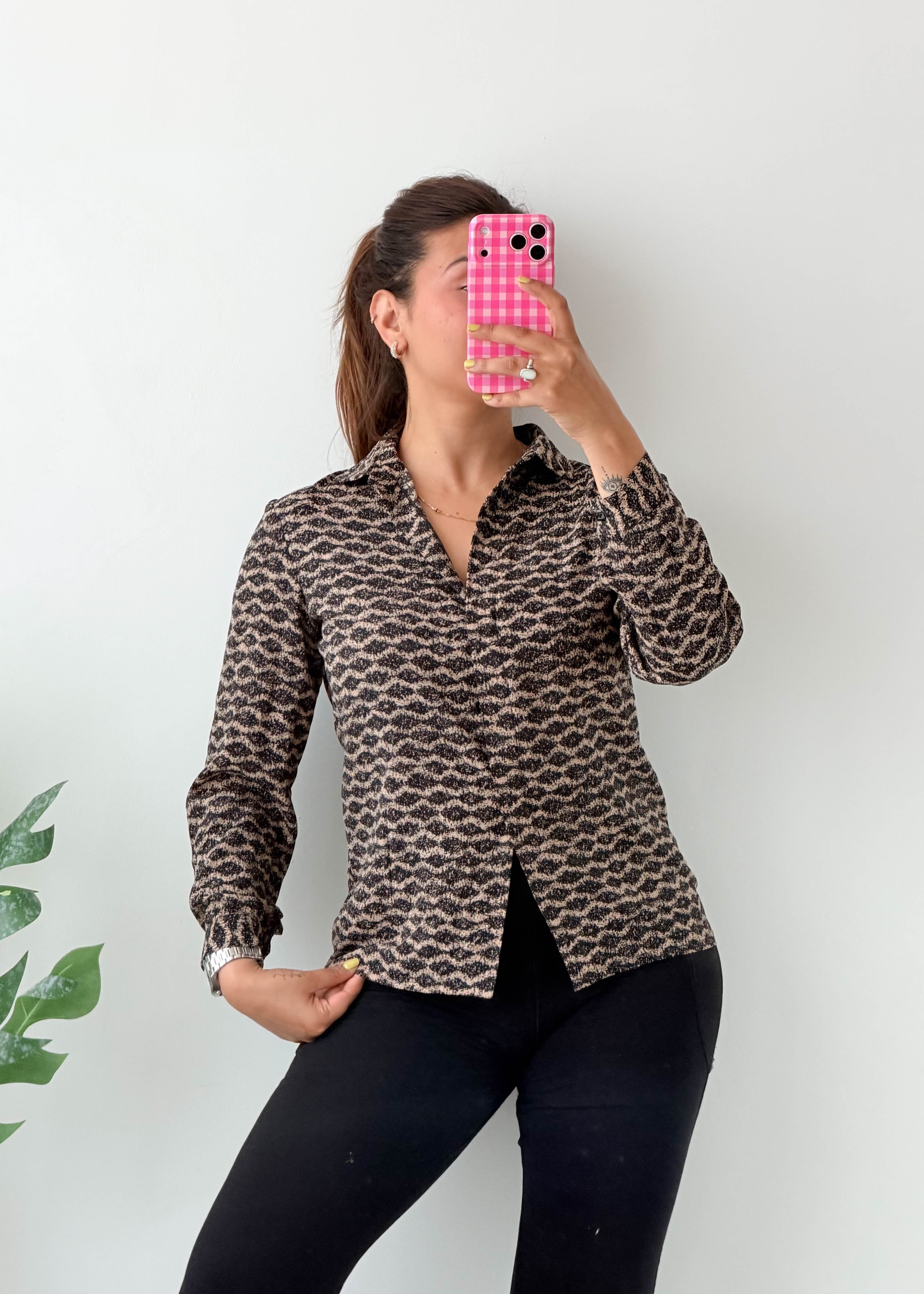 Size XS-S Brown Geometric Shirt