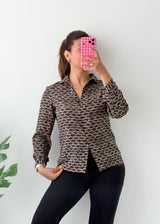 Size XS-S Brown Geometric Shirt