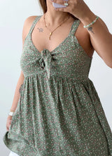Size S-M Green Printed Peplum Cami Top