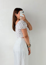 Size XS-S White Floral Milkmaid Crop Top