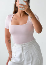 Size XS-S Baby Pink Square Neck Top