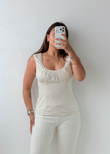 Size S White Ruched Tank Top
