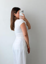 Size XS-S White Square Neck Fitted Top