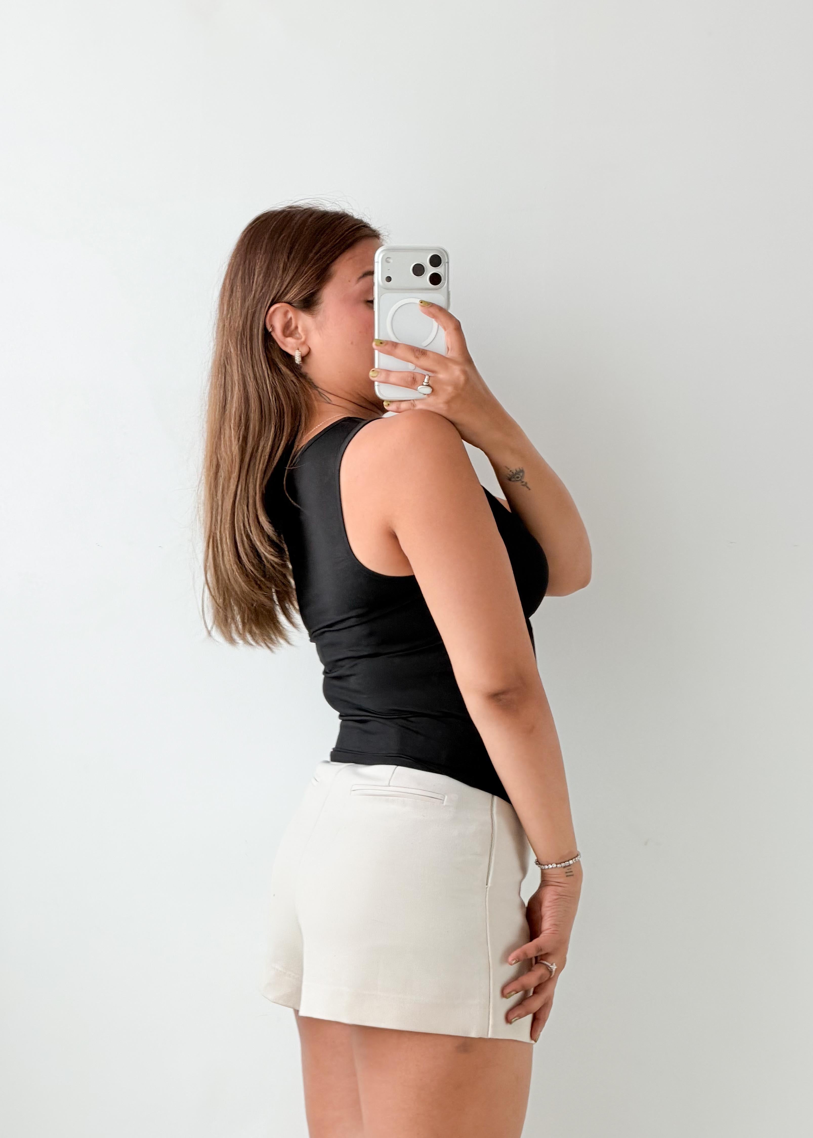 Size S-M Black Ruched Bodysuit