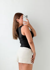 Size S-M Black Ruched Bodysuit