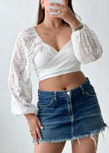 Size XS-S White Lace Wrap Crop Top