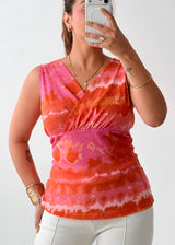 Size L-XL Pink Tie-Dye Wrap Top