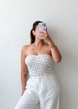 Size XS-S White Floral Tube Top