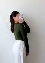 Size L Olive Green Full Sleeve Bodysuit