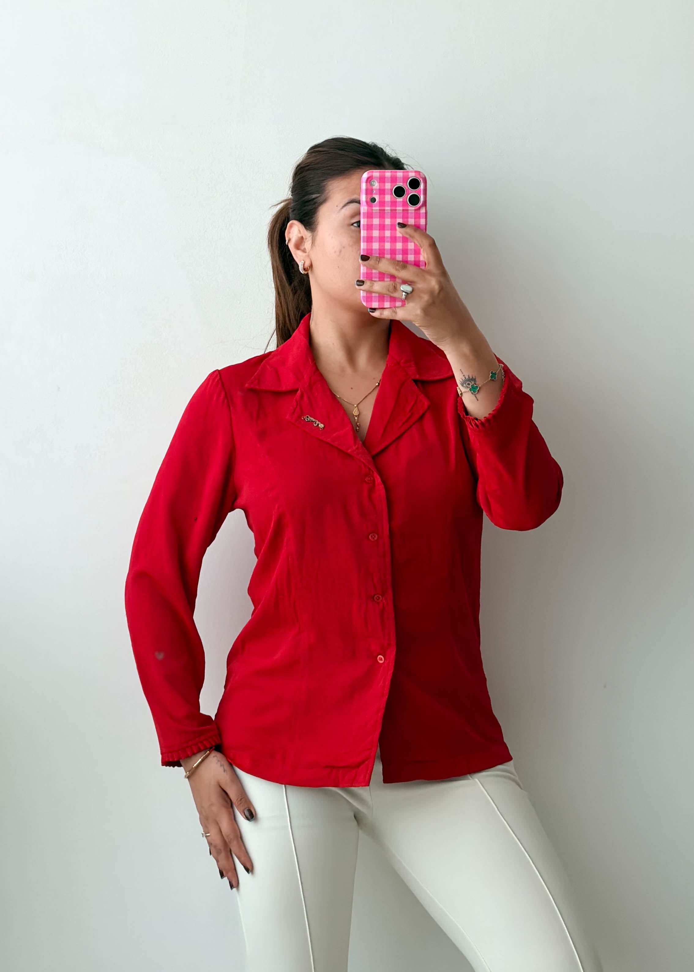 Size S-M Red Classic Shirt Top