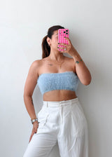 Size XS-S Powder Blue Fuzzy Tube Top