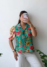 Size M, Tropical Print Shirt Top