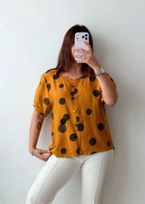 Size S-M Mustard Polka Dot Top