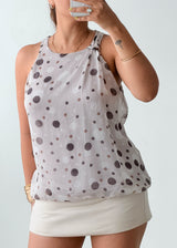 Size S-M White Polka Dot Sleeveless Top