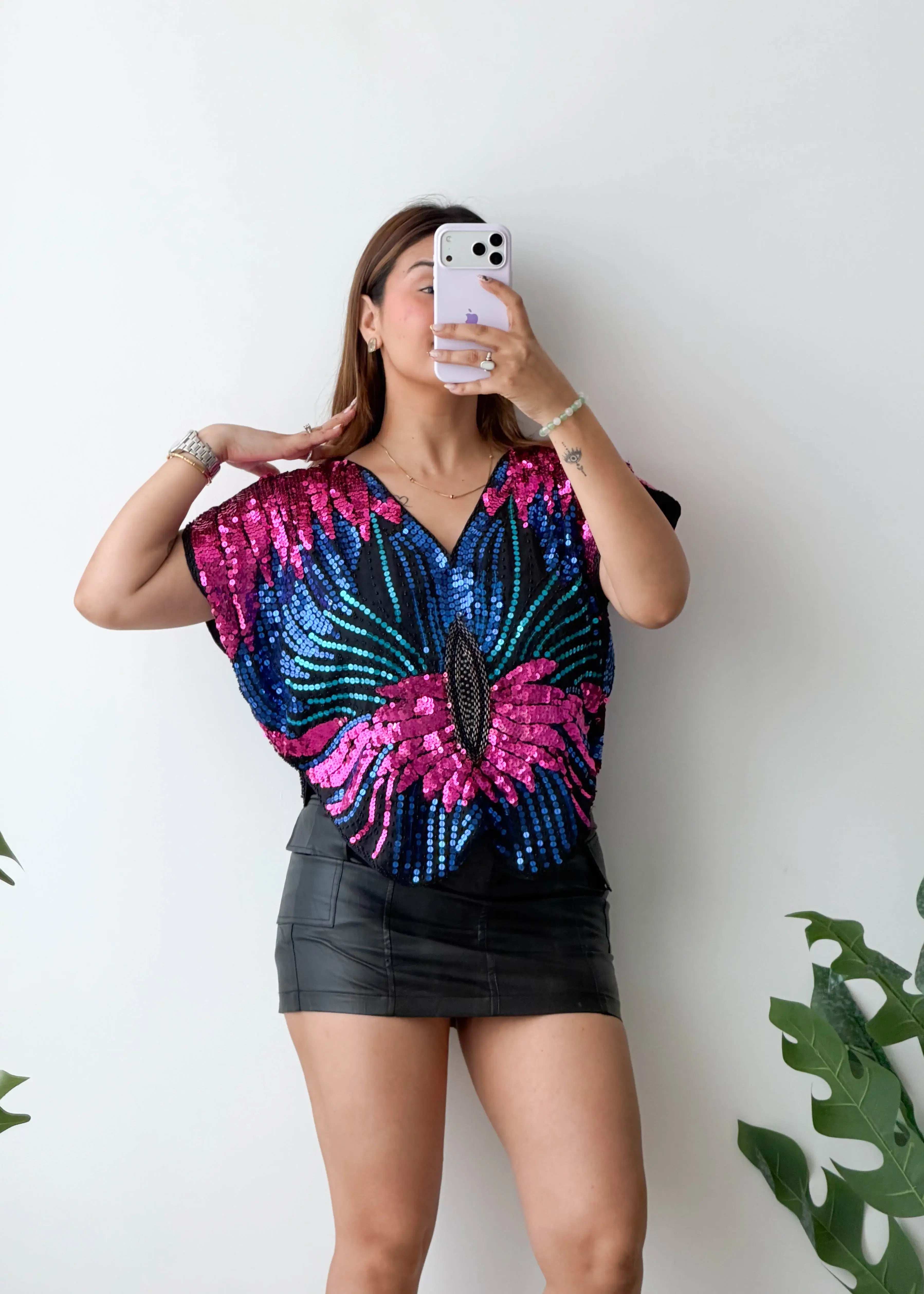 Size S-M, Multicolor Sequin Statement Top