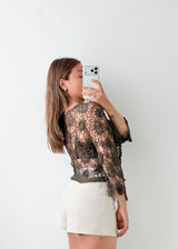 Size S-M Grey Shrug Style Tie-Up Top