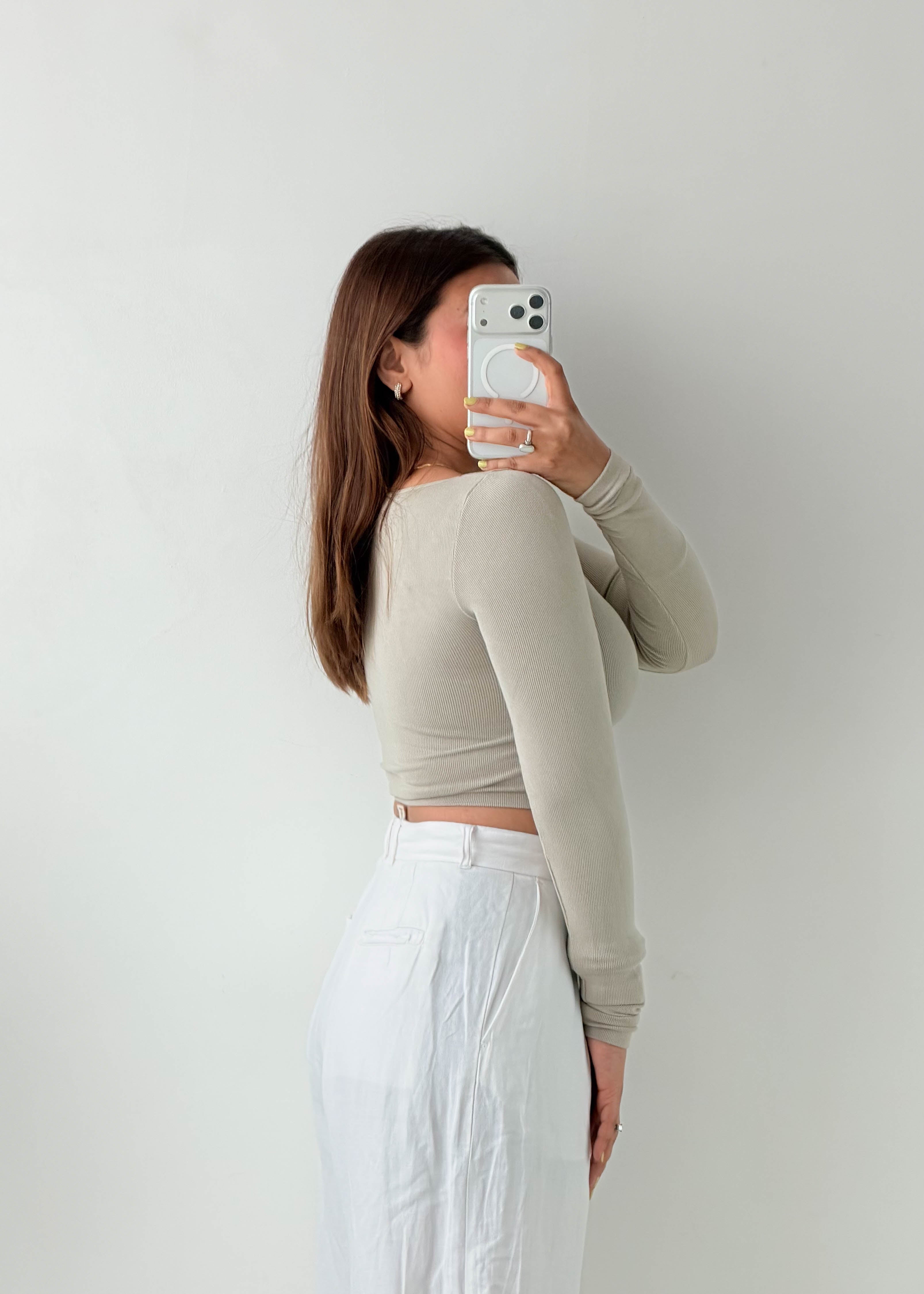 Size XS-S Sage Green Scoop Neck Crop Top