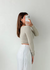 Size XS-S Sage Green Scoop Neck Crop Top