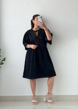 Size 2XL-3XL Black Embellished Mini Dress