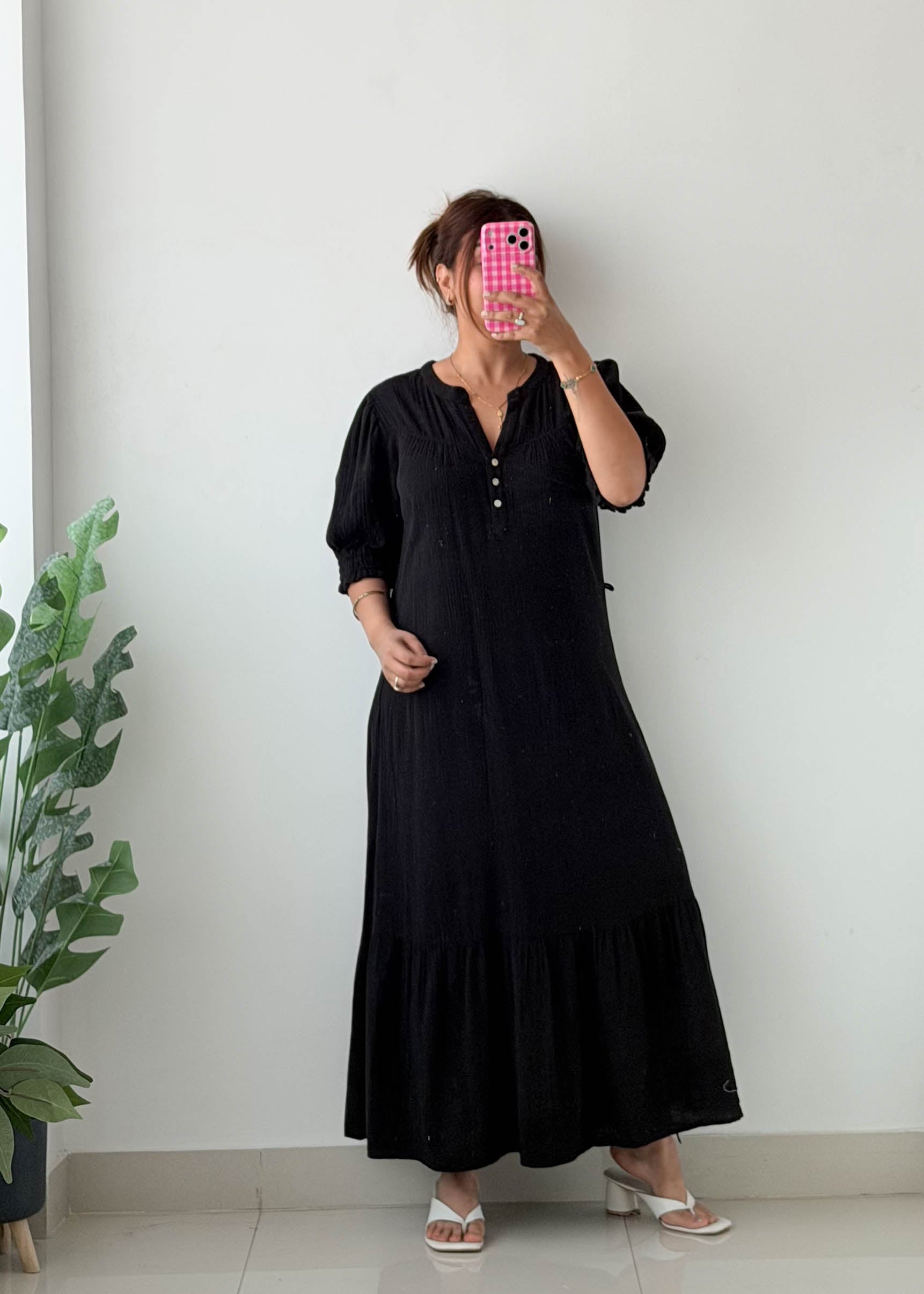 Size S-M Black Tiered Maxi Dress