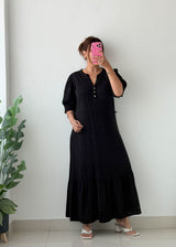 Size S-M Black Tiered Maxi Dress