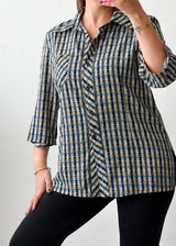Size S-M Blue Checkered Shirt Top