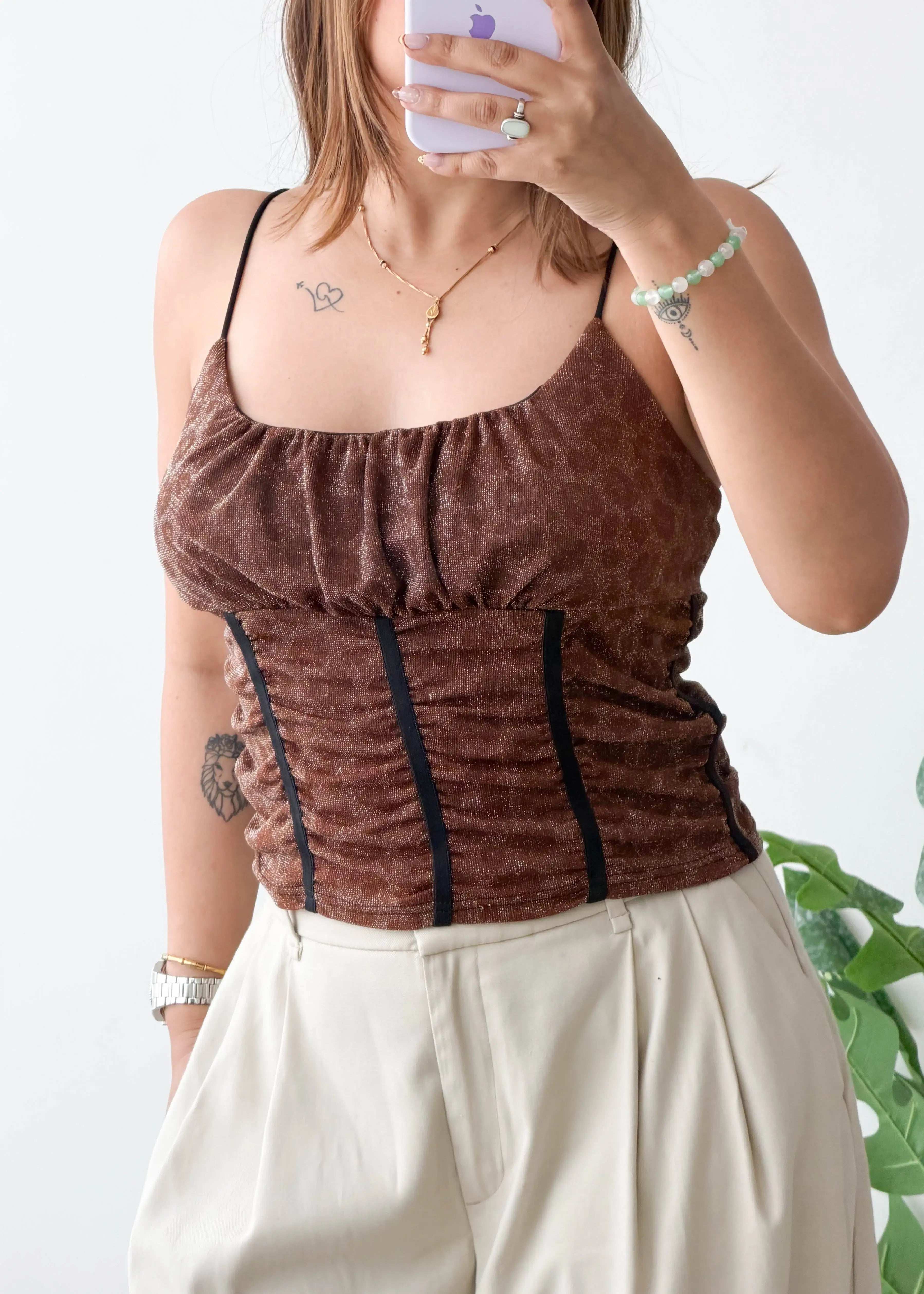 Size M-L, Brown Corset Style Top