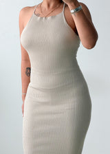 Size XS-S Beige Ribbed Midi Dress
