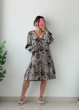 Size L-XL Leopard Print Tiered Dress