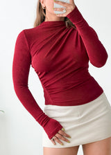 Size S-M Burgundy Draped Top