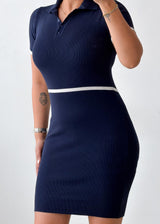 Size S-M Navy Blue Contrast Bodycon Mini Dress