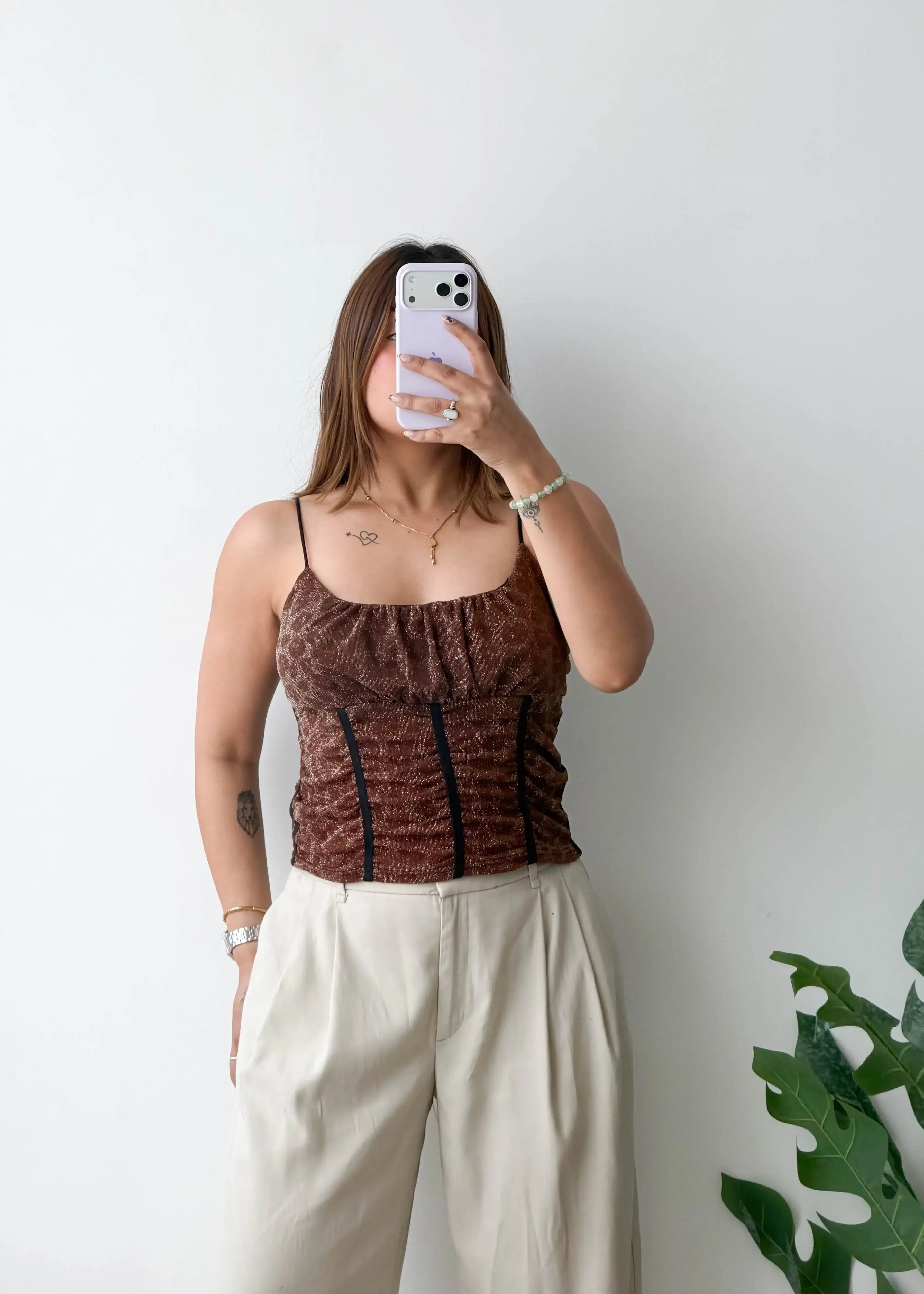 Size M-L, Brown Corset Style Top