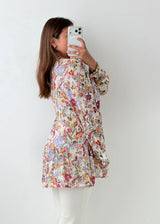 Size M-L White Floral Peplum Top