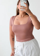Size XS-S Dusty Rose Square Neck Top