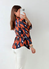 Size S-M Navy Geometric Print Shirt