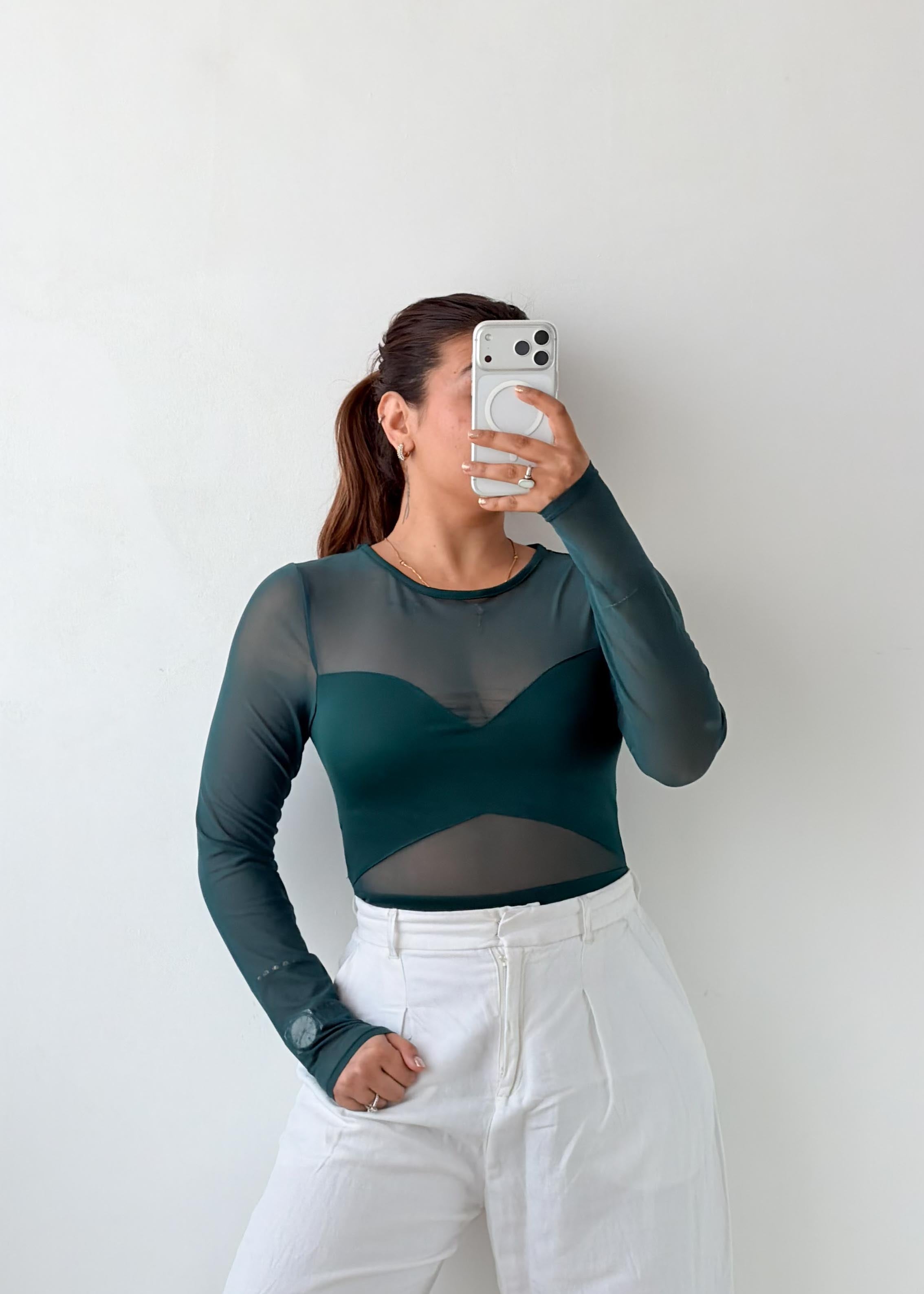 Size XS-M Emerald Mesh Bodysuit