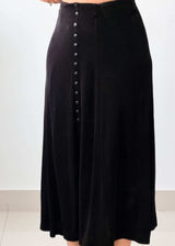 Waist 30-32 Black Button Midi Skirt