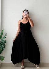 Size S-M Black Asymmetrical Midi Dress