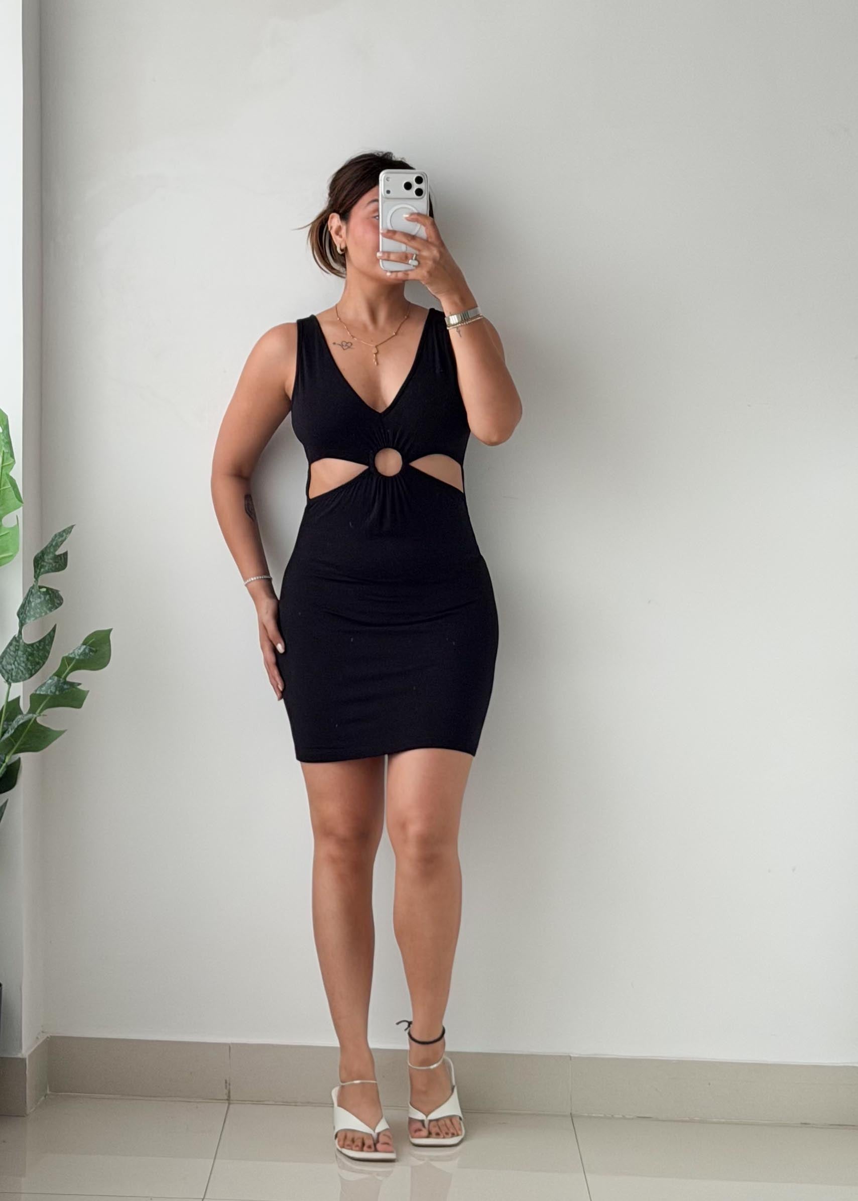 Size XS-S Black Cutout Bodycon Mini Dress