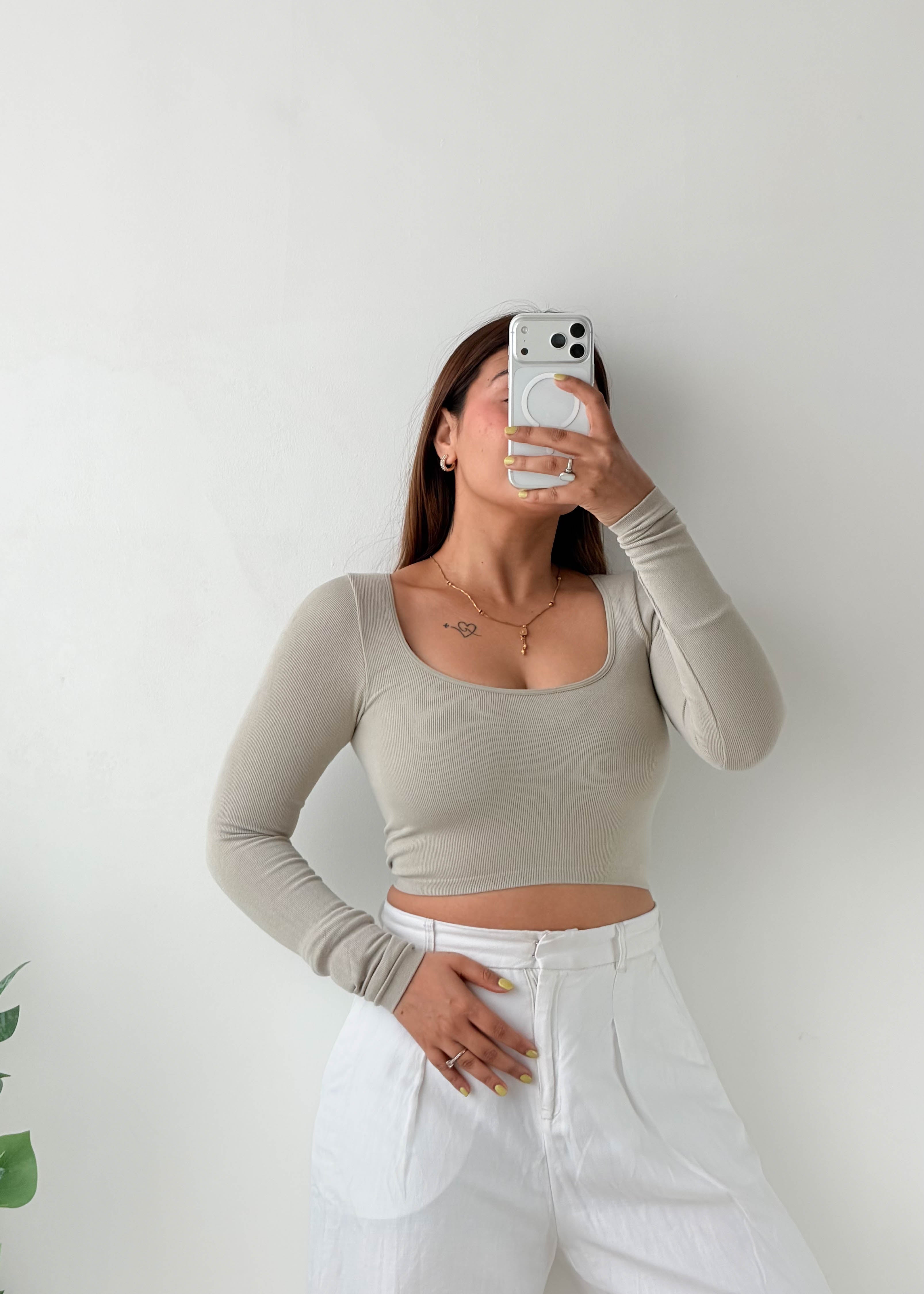 Size XS-S Sage Green Scoop Neck Crop Top