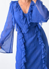 Size S-M Royal Blue Ruffle Maxi Dress