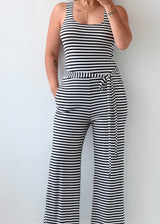 Size S-M Black & White Striped Jumpsuit