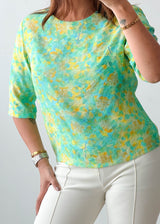 Size XS-S Mint Green Yellow Floral Top