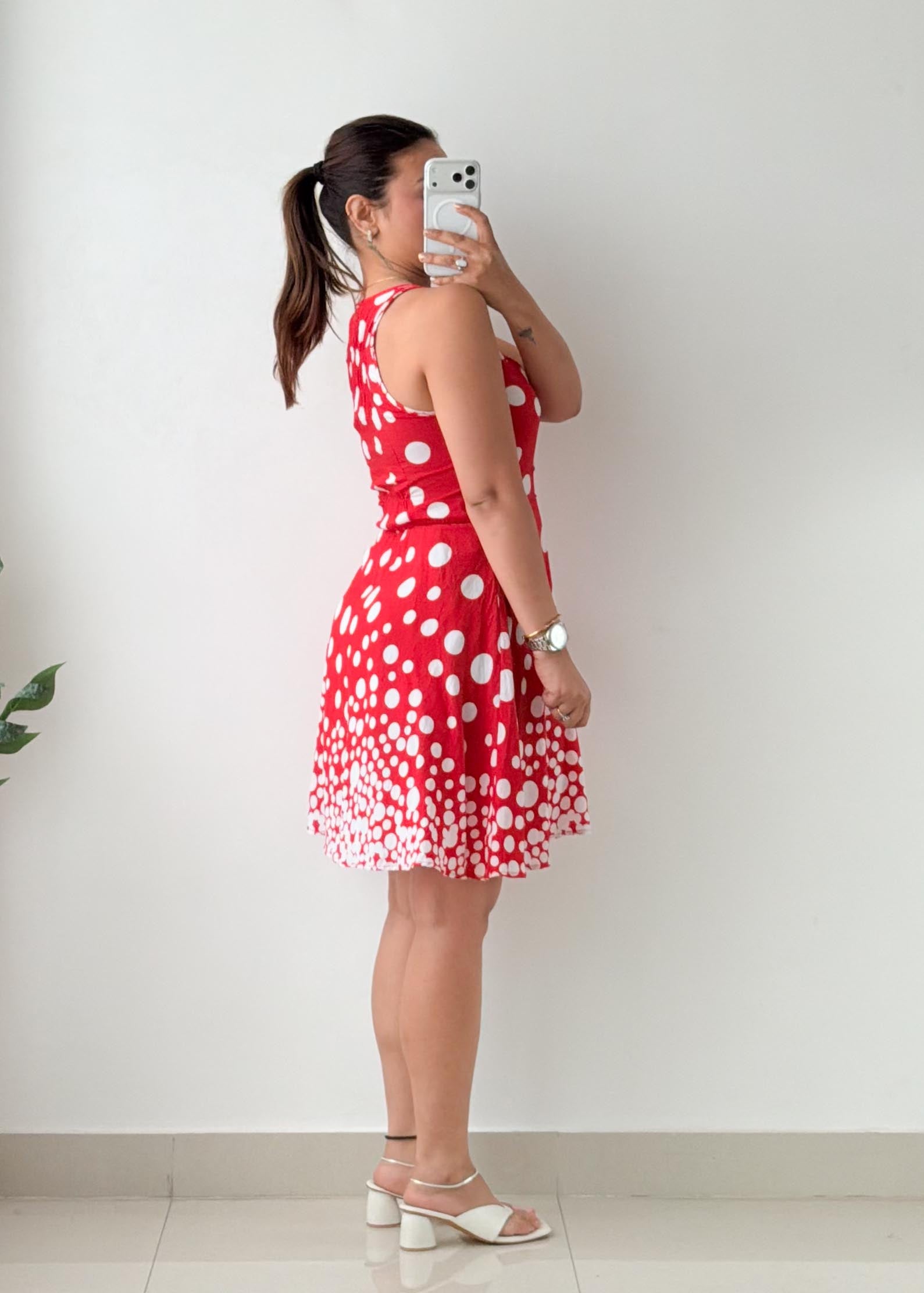 Size XS-S Red Polka Dot Fit & Flare Dress