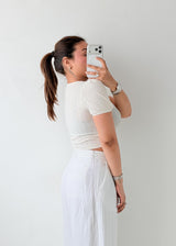 Size S-M White Puff Sleeve Wrap Top