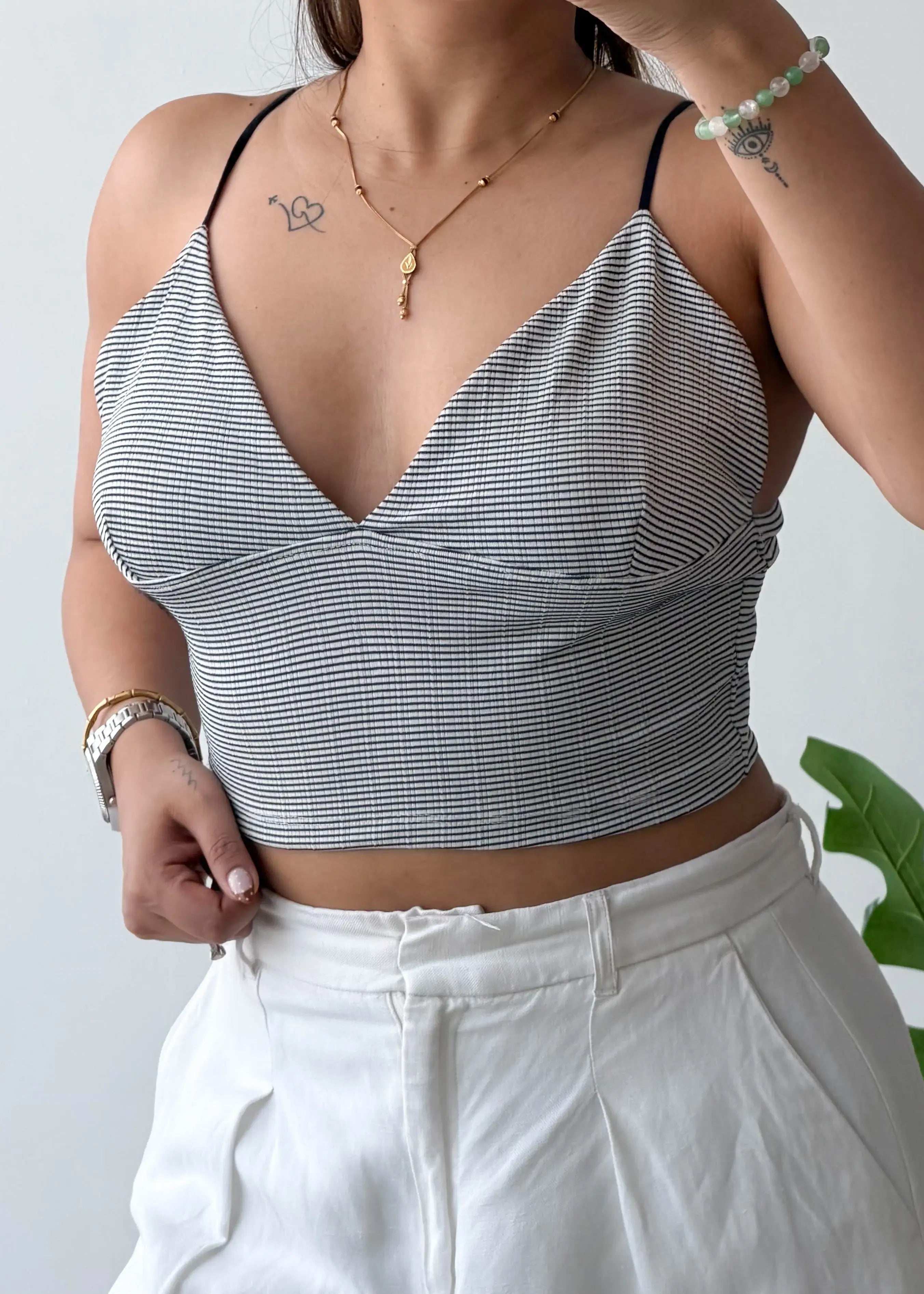 Size M, Grey Bralette Style Crop Top