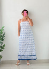Size S-M White Wave Print Maxi Dress