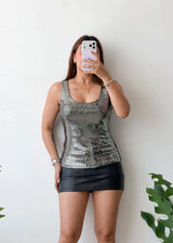 Size XS-S, Silver Sequin Tank Top