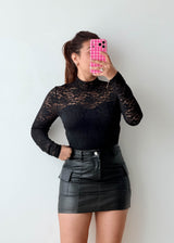 Size S-M Black Floral Lace Bodysuit